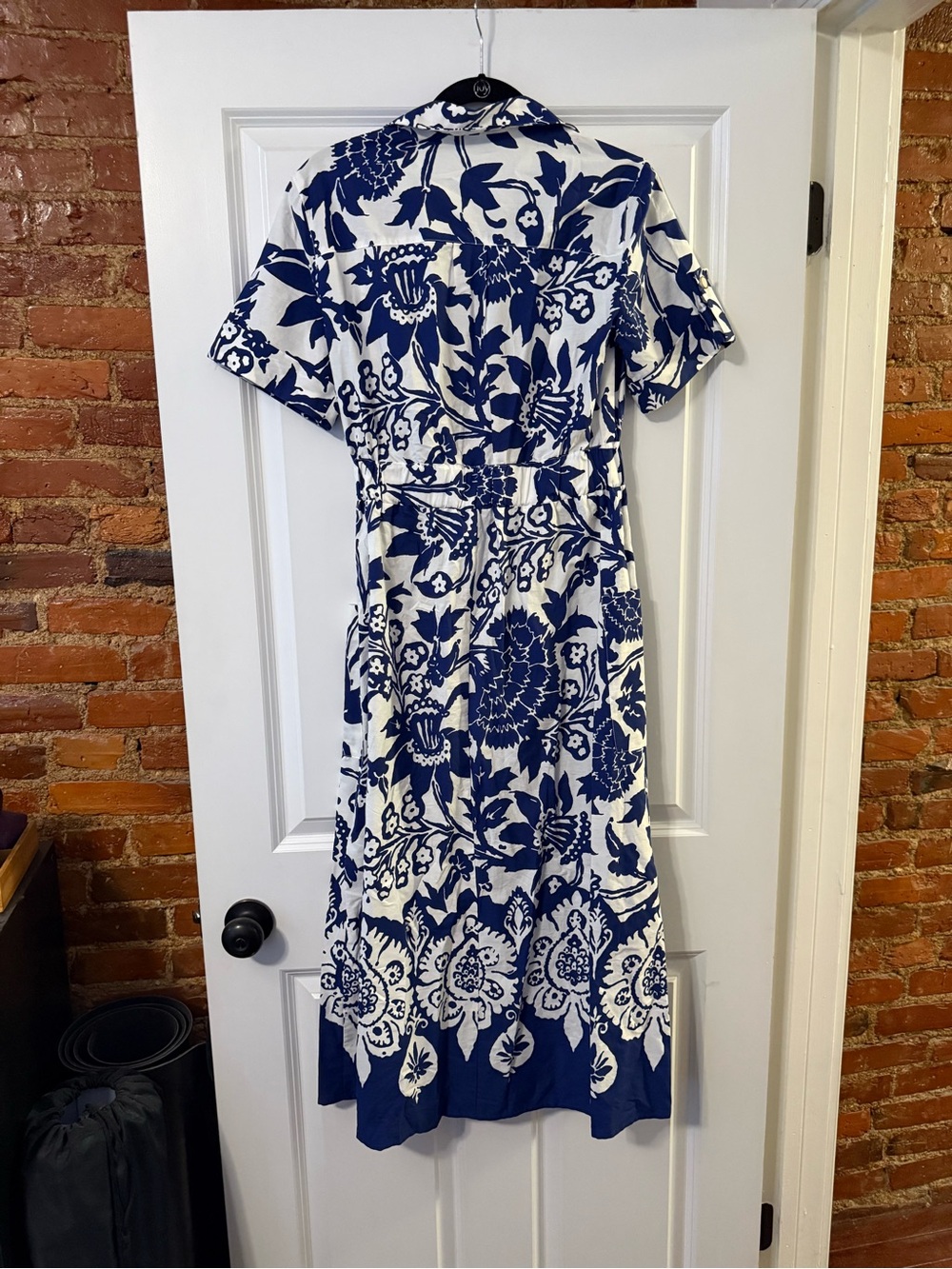 Zara Navy and White Floral Shirt Dress with Buckle - Picture 3 of 5